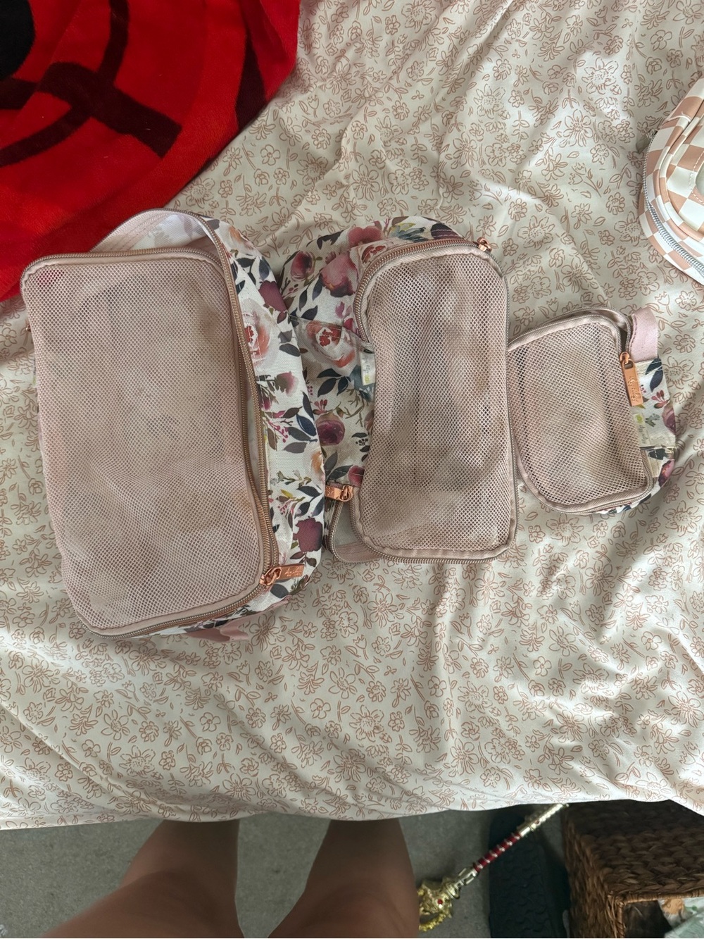 Itzy Ritzy Blush Floral Travel Organizer Set - 3 Piece